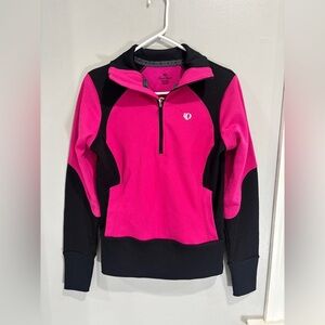 Pearl Izumi Women’s Medium M Pink Black Cycling Bike Jacket 1/4 zip long sleeve